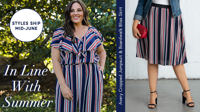 In Line with Summer! Meet our new Avery Cropped Jumpsuit and Boardwalk Bliss Skirt.