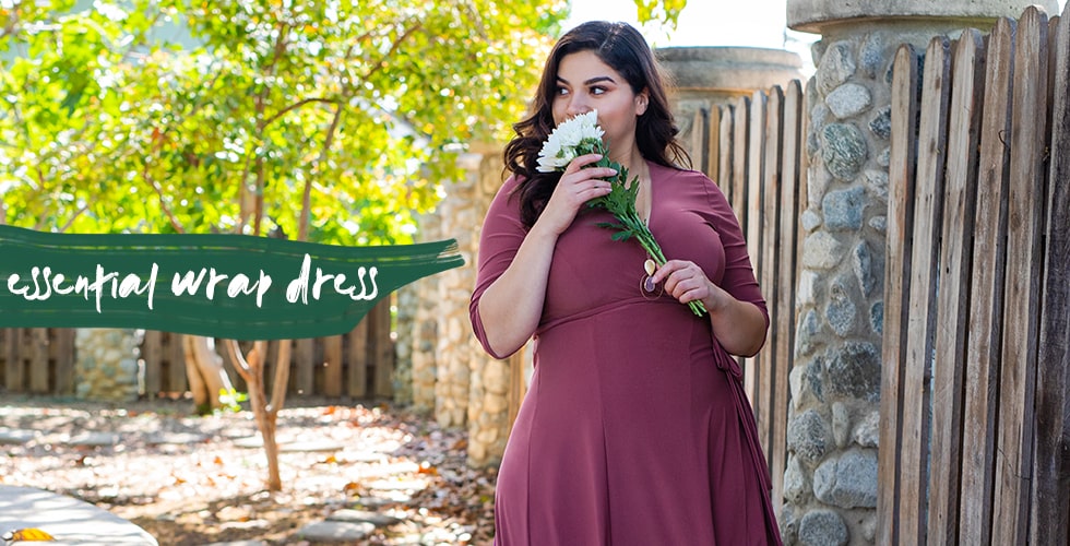 Model in Essential Wrap Dress in Berrylicious 